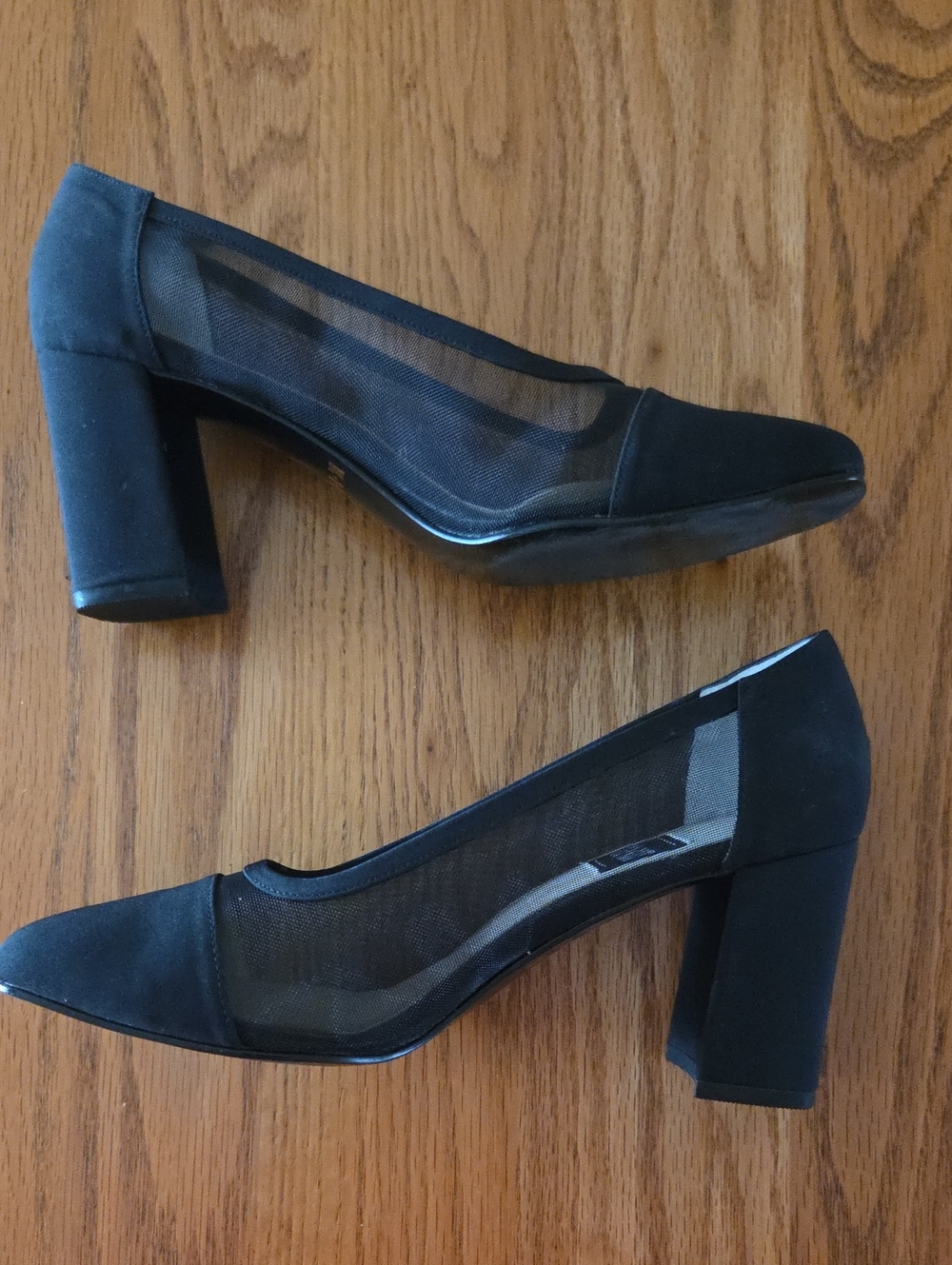 Women's Black Mesh 3" Block Heel Pumps